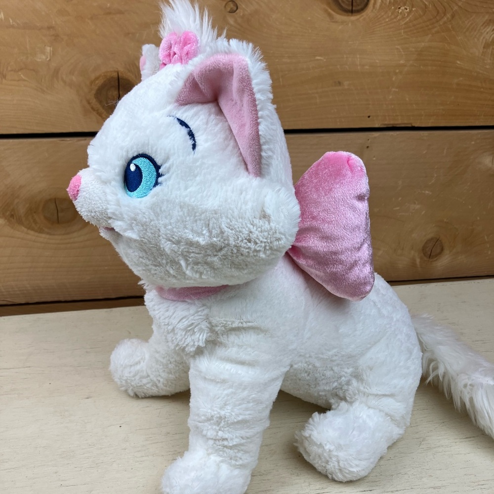 White Marie Plush Cat with Pink Bow Aristocats Disney Store